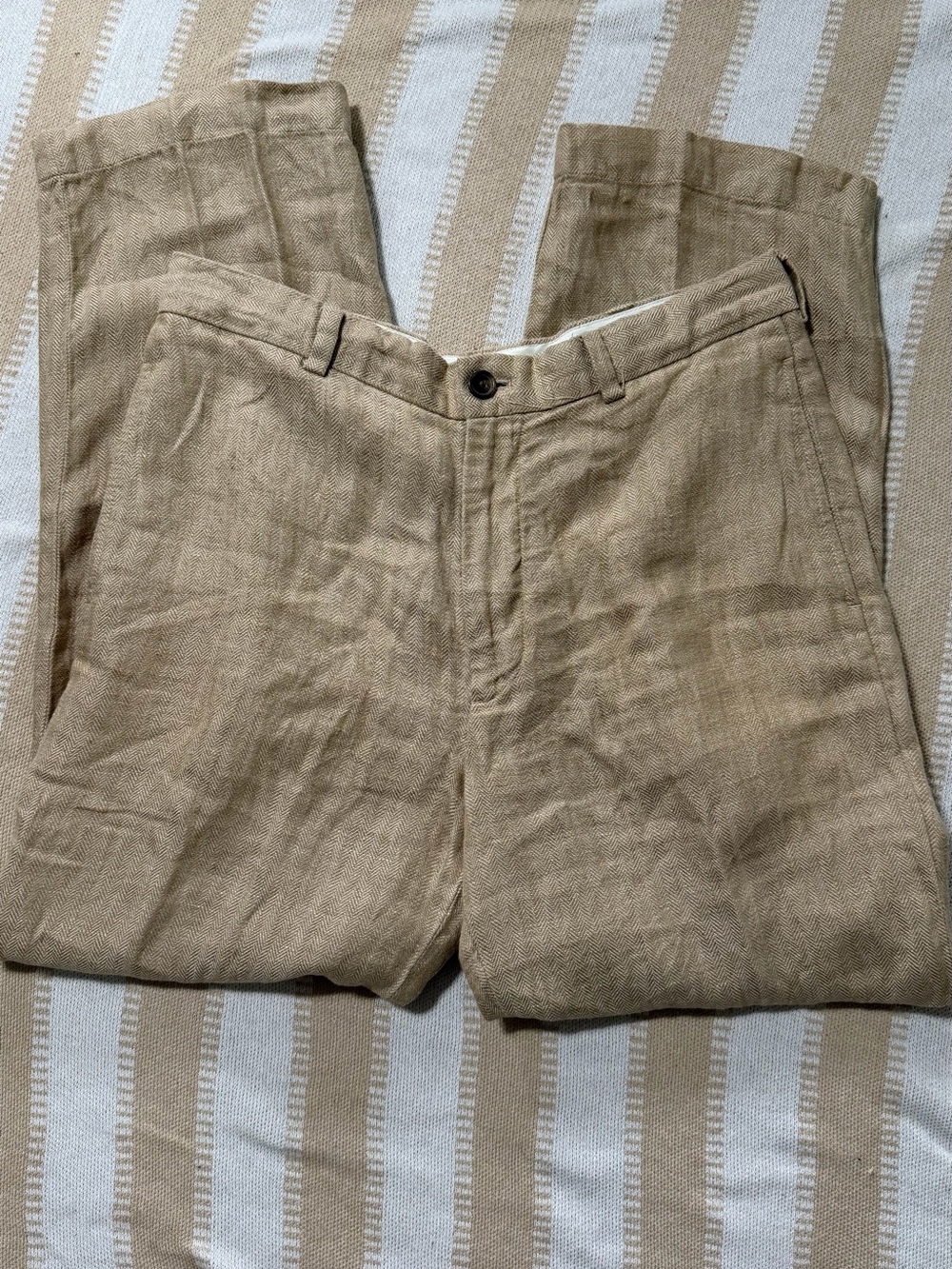 346 Brooks Brothers Men's 100% Linen Tan Pants 34/30